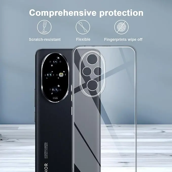 Picture of Honor 200 5G Silicone Clear Case Soft Flexible TPU Rubber Bumper Shockproof Corners Transparent Clear Back Cover