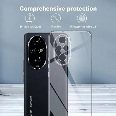 Picture of Honor 200 5G Silicone Clear Case Soft Flexible TPU Rubber Bumper Shockproof Corners Transparent Clear Back Cover