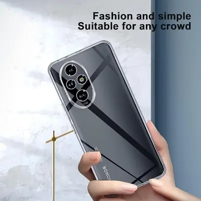 Picture of Honor 200 5G Silicone Clear Case Soft Flexible TPU Rubber Bumper Shockproof Corners Transparent Clear Back Cover