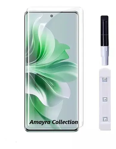Picture of Oppo Reno4 Pro 4G / Oppo Reno 4 Pro 4G (A+ GRADE) Premium UV Tempered Glass Screen Protector Curved with Liquid Glue and UV Light -Transparent Clear