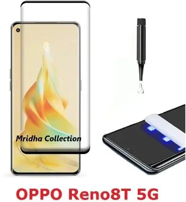 Picture of Oppo Reno8 T 5G / Oppo Reno 8T 5G (A+ GRADE) Premium UV Tempered Glass Screen Protector Curved with Liquid Glue and UV Light -Transparent Clear