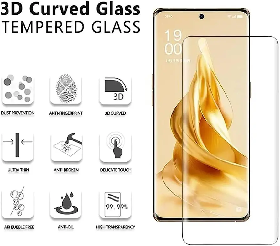 Picture of Oppo Reno8 T 5G / Oppo Reno 8T 5G (A+ GRADE) Premium UV Tempered Glass Screen Protector Curved with Liquid Glue and UV Light -Transparent Clear