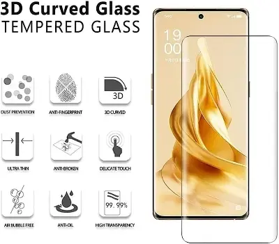 Picture of Oppo Reno8 T 5G / Oppo Reno 8T 5G (A+ GRADE) Premium UV Tempered Glass Screen Protector Curved with Liquid Glue and UV Light -Transparent Clear
