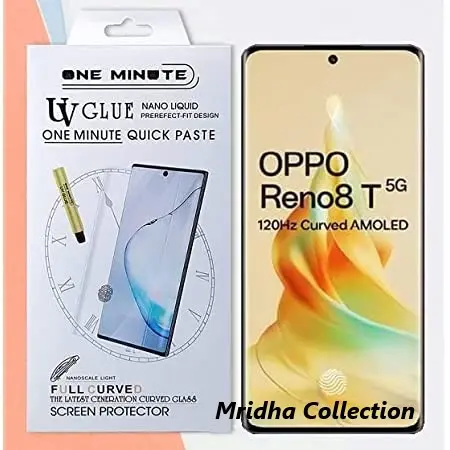 Picture of Oppo Reno8 T 5G / Oppo Reno 8T 5G (A+ GRADE) Premium UV Tempered Glass Screen Protector Curved with Liquid Glue and UV Light -Transparent Clear