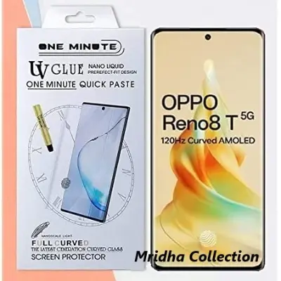 Picture of Oppo Reno8 T 5G / Oppo Reno 8T 5G (A+ GRADE) Premium UV Tempered Glass Screen Protector Curved with Liquid Glue and UV Light -Transparent Clear