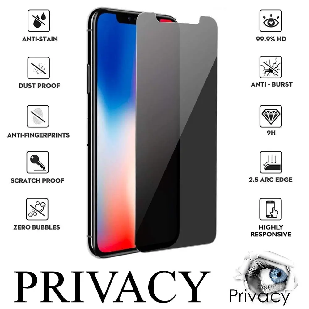 Picture of Apple iPhone 11 Pro Max PREMIUM PRIVACY Tempered Glass Protective Film Screen Protector Anti-glare Privacy Glass