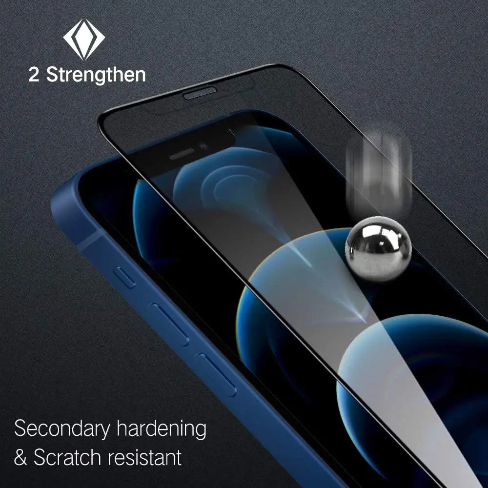 Picture of Apple iPhone 12 PREMIUM PRIVACY Tempered Glass Protective Film Screen Protector Anti-glare Privacy Glass