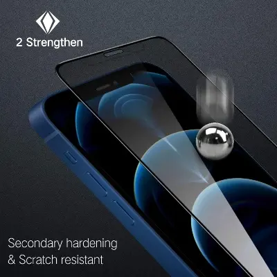Picture of Apple iPhone 12 PREMIUM PRIVACY Tempered Glass Protective Film Screen Protector Anti-glare Privacy Glass