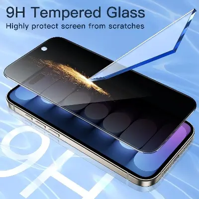 Picture of Apple iPhone 15 PREMIUM PRIVACY Tempered Glass Protective Film Screen Protector Anti-glare Privacy Glass