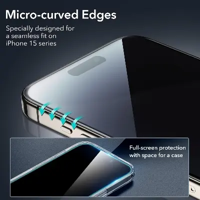 Picture of Apple iPhone 15 Pro Max PREMIUM PRIVACY Tempered Glass Protective Film Screen Protector Anti-glare Privacy Glass