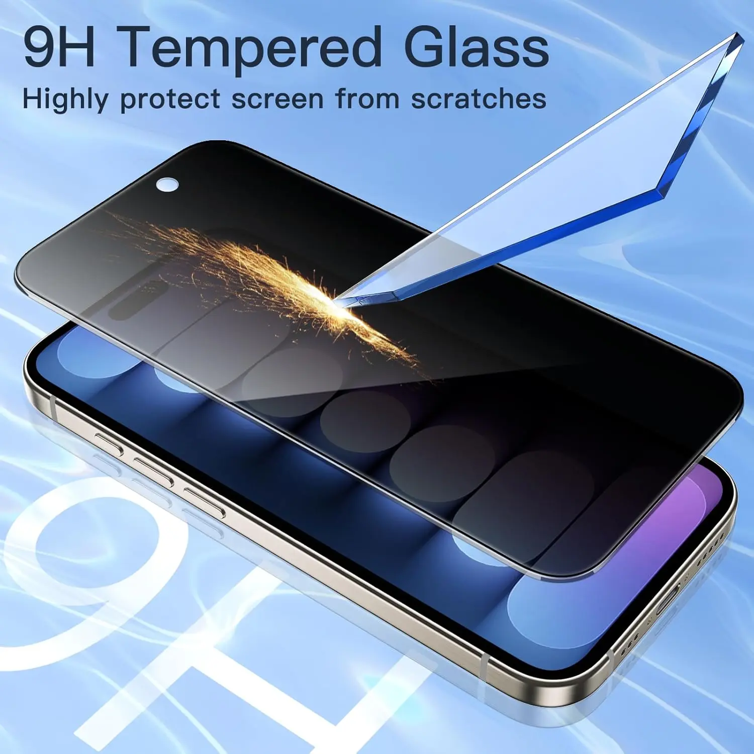 Picture of Apple iPhone 15 Pro Max PREMIUM PRIVACY Tempered Glass Protective Film Screen Protector Anti-glare Privacy Glass