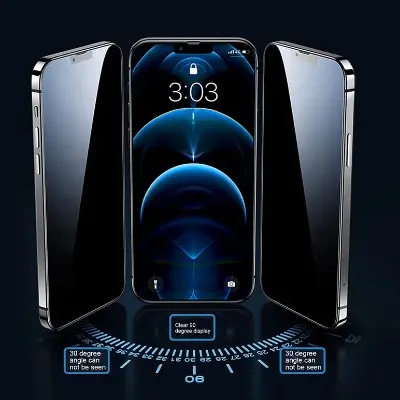 Picture of Apple iPhone 15 Plus / Apple iPhone 15+ PREMIUM PRIVACY Tempered Glass Protective Film Screen Protector Anti-glare Privacy Glass