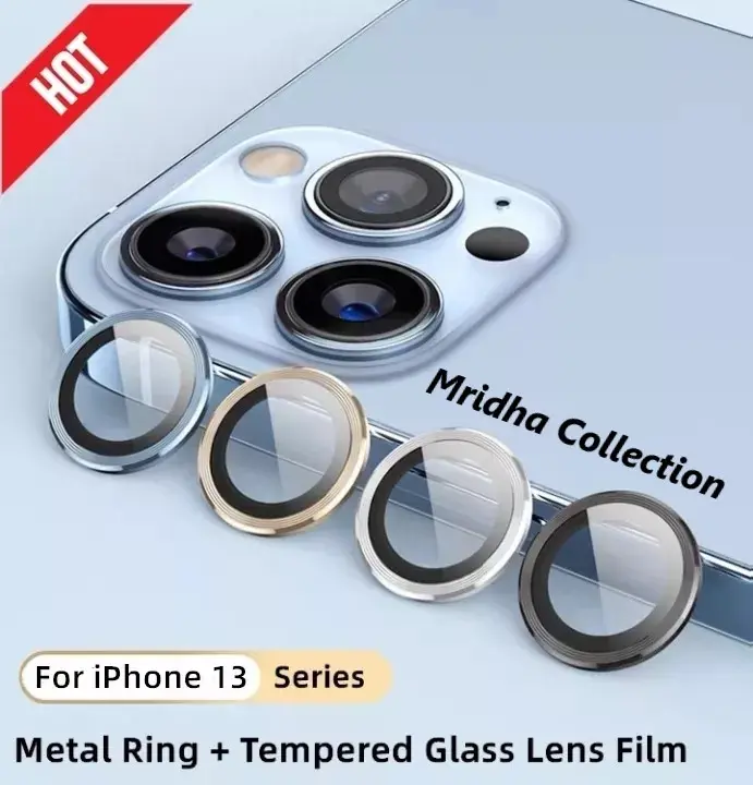 Picture of Apple iPhone 13 Pro Ring Camera Lens Protector 360 Degree Premium HD Protection Camera Aluminum Alloy Edge Tempered Glass [Installation Tray] [HD Clear] Camera Protector