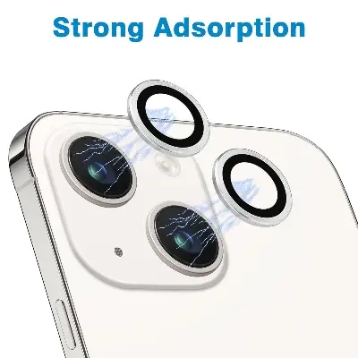 Picture of Apple iPhone 15 Plus Ring Camera Lens Protector 360 Degree Premium HD Protection Camera Aluminum Alloy Edge Tempered Glass [Installation Tray] [HD Clear] Camera Protector