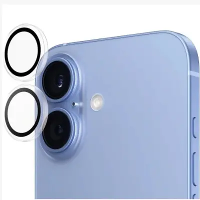 Picture of Apple iPhone 16 Ring Camera Lens Protector 360 Degree Premium HD Protection Camera Aluminum Alloy Edge Tempered Glass [Installation Tray] [HD Clear] Camera Protector