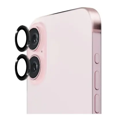 Picture of Apple iPhone 16 Ring Camera Lens Protector 360 Degree Premium HD Protection Camera Aluminum Alloy Edge Tempered Glass [Installation Tray] [HD Clear] Camera Protector