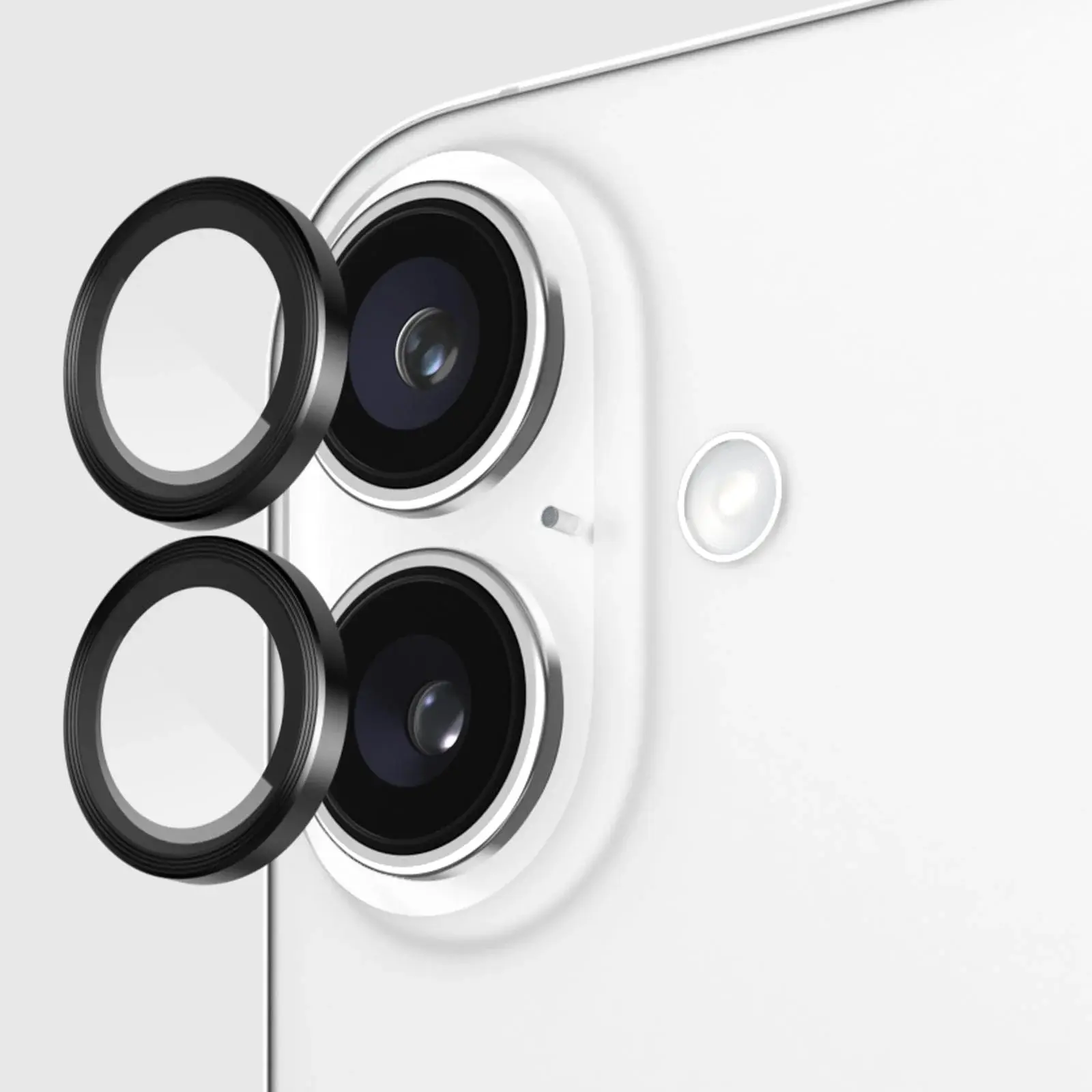 Picture of Apple iPhone 16 Ring Camera Lens Protector 360 Degree Premium HD Protection Camera Aluminum Alloy Edge Tempered Glass [Installation Tray] [HD Clear] Camera Protector