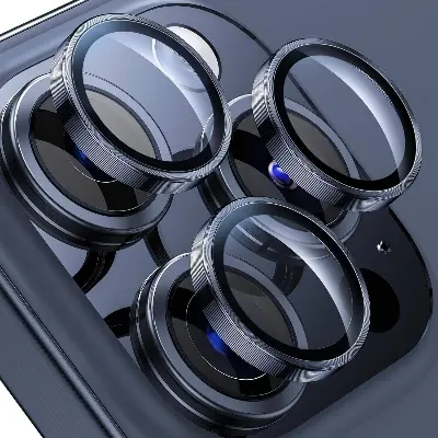Picture of Apple iPhone 15 Pro Max Ring Camera Lens Protector 360 Degree Premium HD Protection Camera Aluminum Alloy Edge Tempered Glass [Installation Tray] [HD Clear] Camera Protector