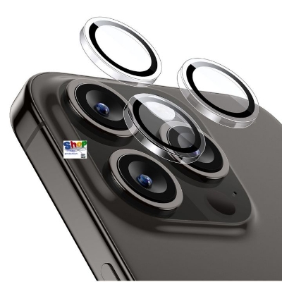 Picture of Apple iPhone 15 Pro Max Ring Camera Lens Protector 360 Degree Premium HD Protection Camera Aluminum Alloy Edge Tempered Glass [Installation Tray] [HD Clear] Camera Protector