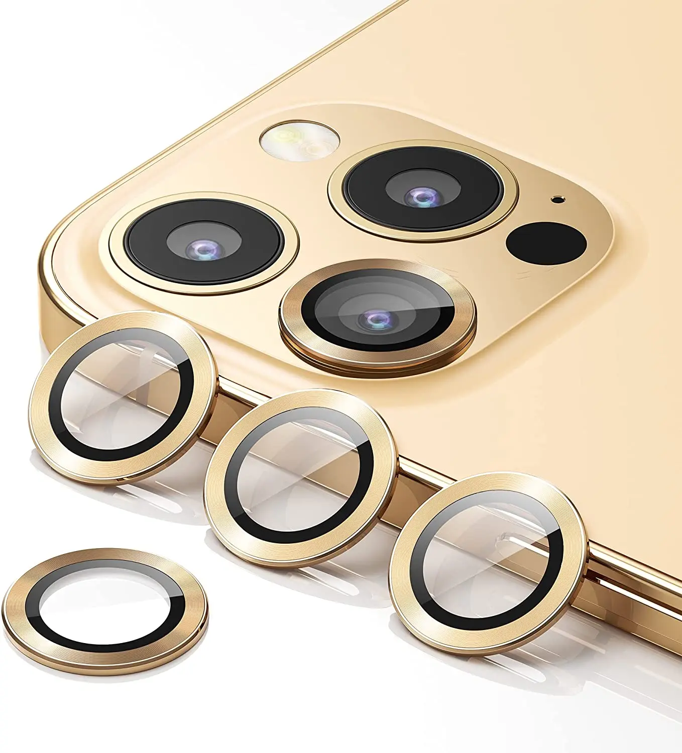 Picture of Apple iPhone 15 Pro Max Ring Camera Lens Protector 360 Degree Premium HD Protection Camera Aluminum Alloy Edge Tempered Glass [Installation Tray] [HD Clear] Camera Protector