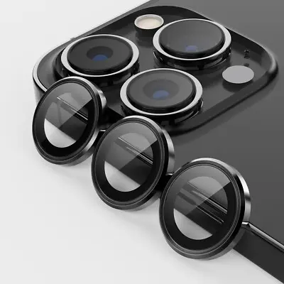 Picture of Apple iPhone 15 Pro Max Ring Camera Lens Protector 360 Degree Premium HD Protection Camera Aluminum Alloy Edge Tempered Glass [Installation Tray] [HD Clear] Camera Protector