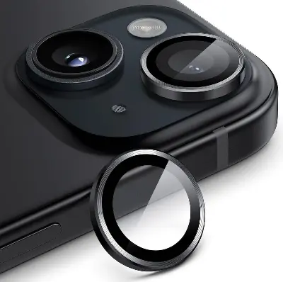 Picture of Apple iPhone 15 Ring Camera Lens Protector 360 Degree Premium HD Protection Camera Aluminum Alloy Edge Tempered Glass [Installation Tray] [HD Clear] Camera Protector