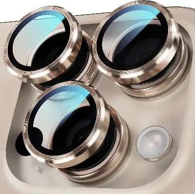 Picture of Apple iPhone 16 Pro Ring Camera Lens Protector 360 Degree Premium HD Protection Camera Aluminum Alloy Edge Tempered Glass [Installation Tray] [HD Clear] Camera Protector