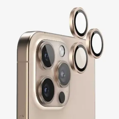 Picture of Apple iPhone 16 Pro Ring Camera Lens Protector 360 Degree Premium HD Protection Camera Aluminum Alloy Edge Tempered Glass [Installation Tray] [HD Clear] Camera Protector