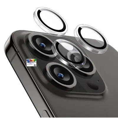 Picture of Apple iPhone 15 Pro Ring Camera Lens Protector 360 Degree Premium HD Protection Camera Aluminum Alloy Edge Tempered Glass [Installation Tray] [HD Clear] Camera Protector