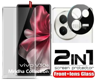 Picture of 2in1 Protector Combo Pack for vivo V30e 5G (A+ GRADE) UV Glass Screen Protector + 3D Camera Protector Lens