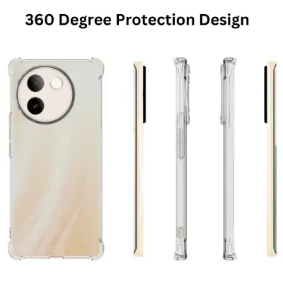 Picture of vivo V30e 5G Silicone Clear Case Soft Flexible TPU Rubber Bumper Shockproof Corners Transparent Clear Back Cover