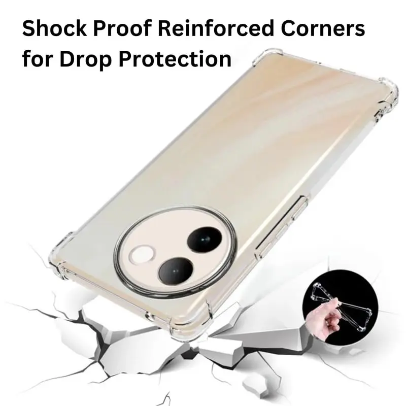 Picture of vivo V30e 5G Silicone Clear Case Soft Flexible TPU Rubber Bumper Shockproof Corners Transparent Clear Back Cover