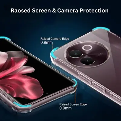 Picture of vivo V30e 5G Silicone Clear Case Soft Flexible TPU Rubber Bumper Shockproof Corners Transparent Clear Back Cover