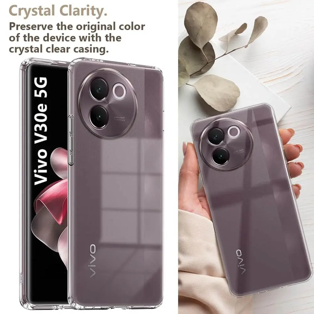 Picture of vivo V30e 5G Silicone Clear Case Soft Flexible TPU Rubber Bumper Shockproof Corners Transparent Clear Back Cover