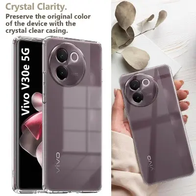 Picture of vivo V30e 5G Silicone Clear Case Soft Flexible TPU Rubber Bumper Shockproof Corners Transparent Clear Back Cover