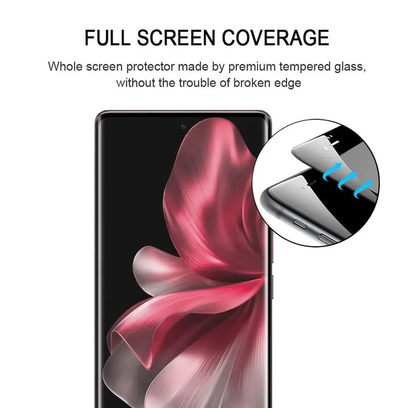 Picture of vivo V30e 5G Full Glue 9D Curved Tempered Glass Screen Protector Edge to Edge Fit Protection Tempered Glass (Black)