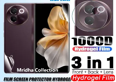 Picture of 3in1 Protector Combo Pack for vivo V30e 5G (Front Hydrogel Screen Protector Poly + Back Hydrogel Poly Protector + Camera Lens Protector)