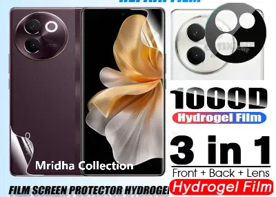 Picture of 3in1 Protector Combo Pack for vivo V30e 5G (Front Hydrogel Screen Protector Poly + Back Hydrogel Poly Protector + 3D Camera Lens Protector)