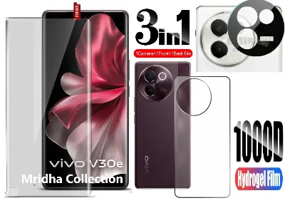 Picture of 3in1 Protector Combo Pack for vivo V30e 5G (A+ GRADE) UV Glass Screen Protector + Back Protector Film + 3D Camera Glass Protector)