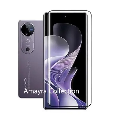 Picture of vivo V40 Pro 5G Full Glue 9D Curved Tempered Glass Screen Protector Edge to Edge Fit Protection Tempered Glass (Black)