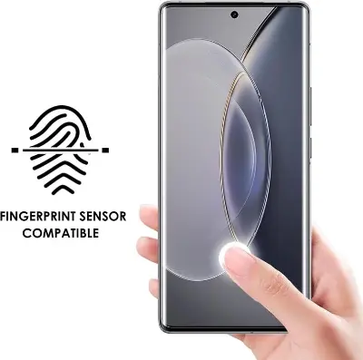 Picture of vivo V40 5G (A+ GRADE) Premium UV Tempered Glass Screen Protector Curved with Liquid Glue and UV Light -Transparent Clear