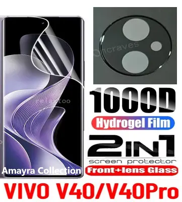 Picture of 2in1 Protector Combo Pack for vivo V40 Pro 5G (Front Hydrogel Screen Protector Poly + 3D Camera Lens Protector Glass)