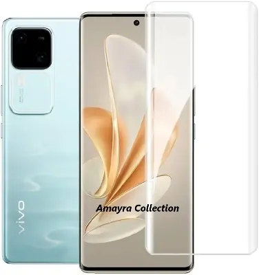 Picture of vivo V30 5G (A+ GRADE) Premium UV Tempered Glass Screen Protector Curved with Liquid Glue and UV Light -Transparent Clear