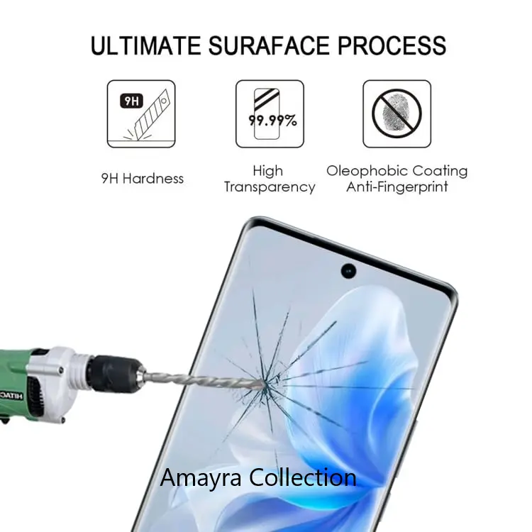 Picture of vivo V30 Pro 5G Full Glue 9D Curved Tempered Glass Screen Protector Edge to Edge Fit Protection Tempered Glass (Black)