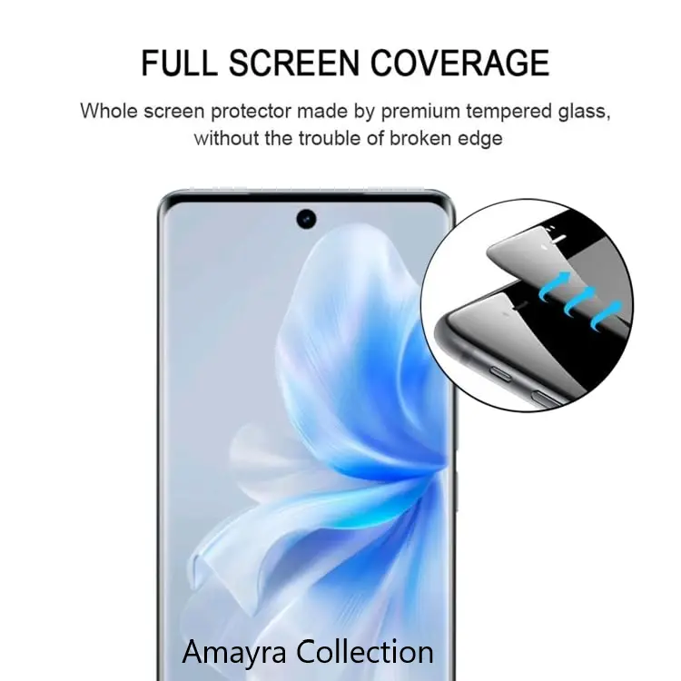 Picture of vivo V30 Pro 5G Full Glue 9D Curved Tempered Glass Screen Protector Edge to Edge Fit Protection Tempered Glass (Black)