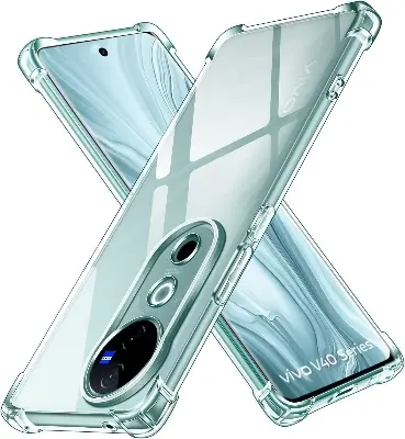 Picture of vivo V40 Pro 5G Silicone Clear Case Soft Flexible TPU Rubber Bumper Shockproof Corners Transparent Clear Back Cover