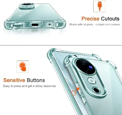 Picture of vivo V40 Pro 5G Silicone Clear Case Soft Flexible TPU Rubber Bumper Shockproof Corners Transparent Clear Back Cover