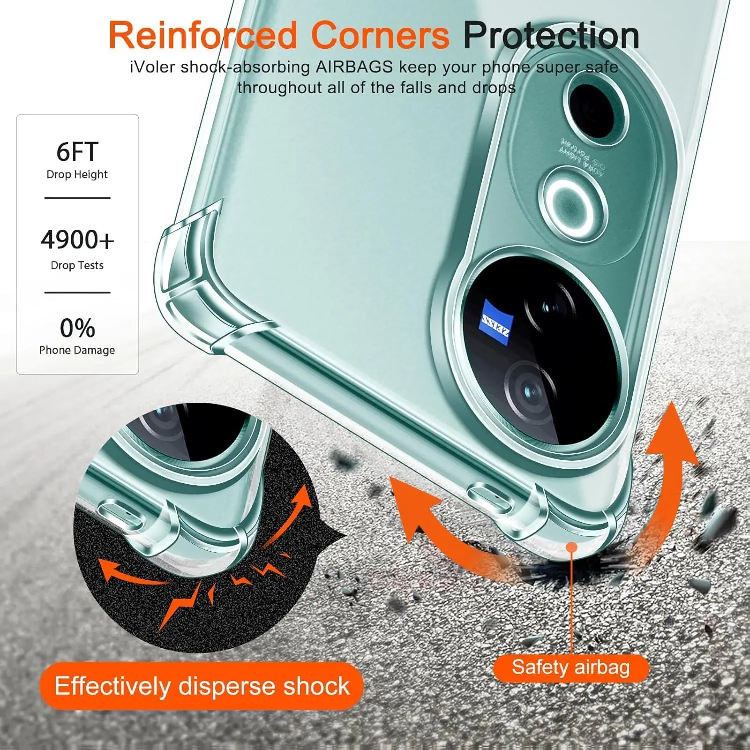 Picture of vivo V40 Pro 5G Silicone Clear Case Soft Flexible TPU Rubber Bumper Shockproof Corners Transparent Clear Back Cover