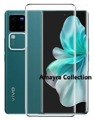 Picture of vivo V30 Pro 5G (A+ GRADE) Premium UV Tempered Glass Screen Protector Curved with Liquid Glue and UV Light -Transparent Clear