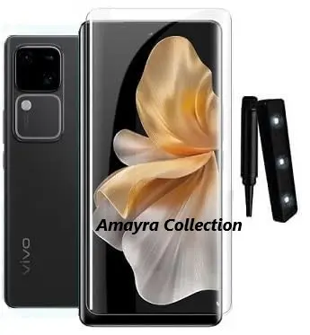 Picture of vivo V30 Pro 5G (A+ GRADE) Premium UV Tempered Glass Screen Protector Curved with Liquid Glue and UV Light -Transparent Clear